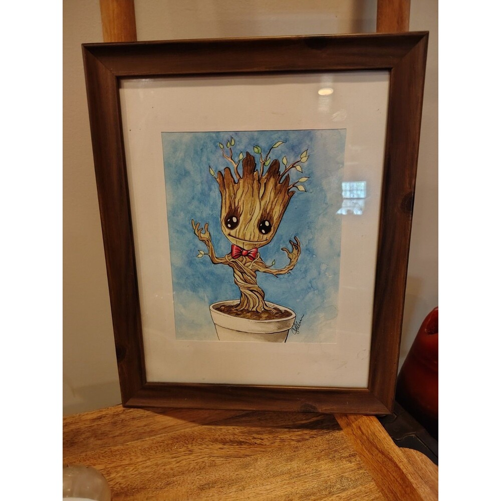 Alyssa Skillman Framed Cartoon Tree Character Art Print Handmade Paper Portrait